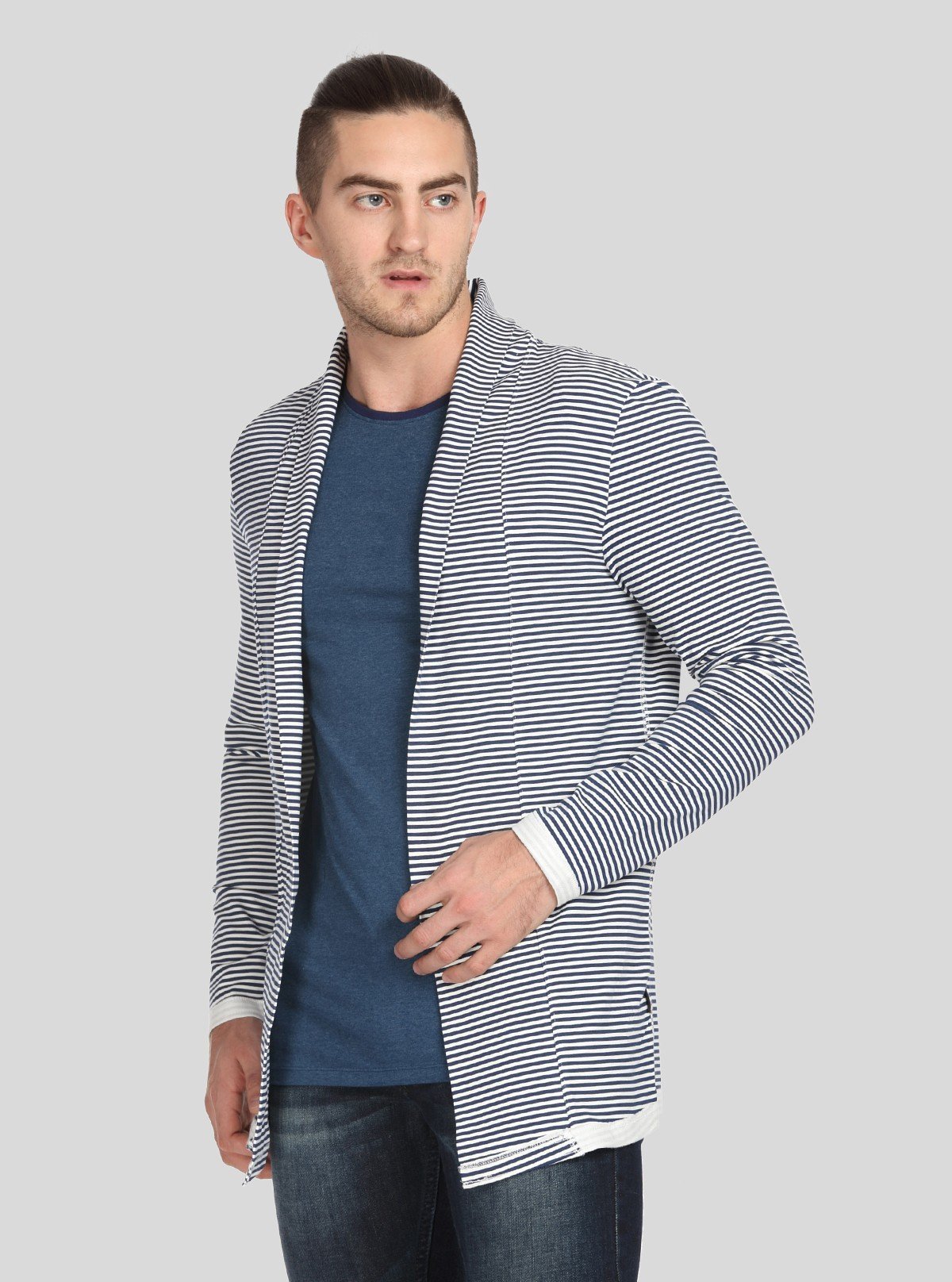 Men’s Striped Jersey Cardigan – Lightweight Style with Urban Edge - Boer and Fitch