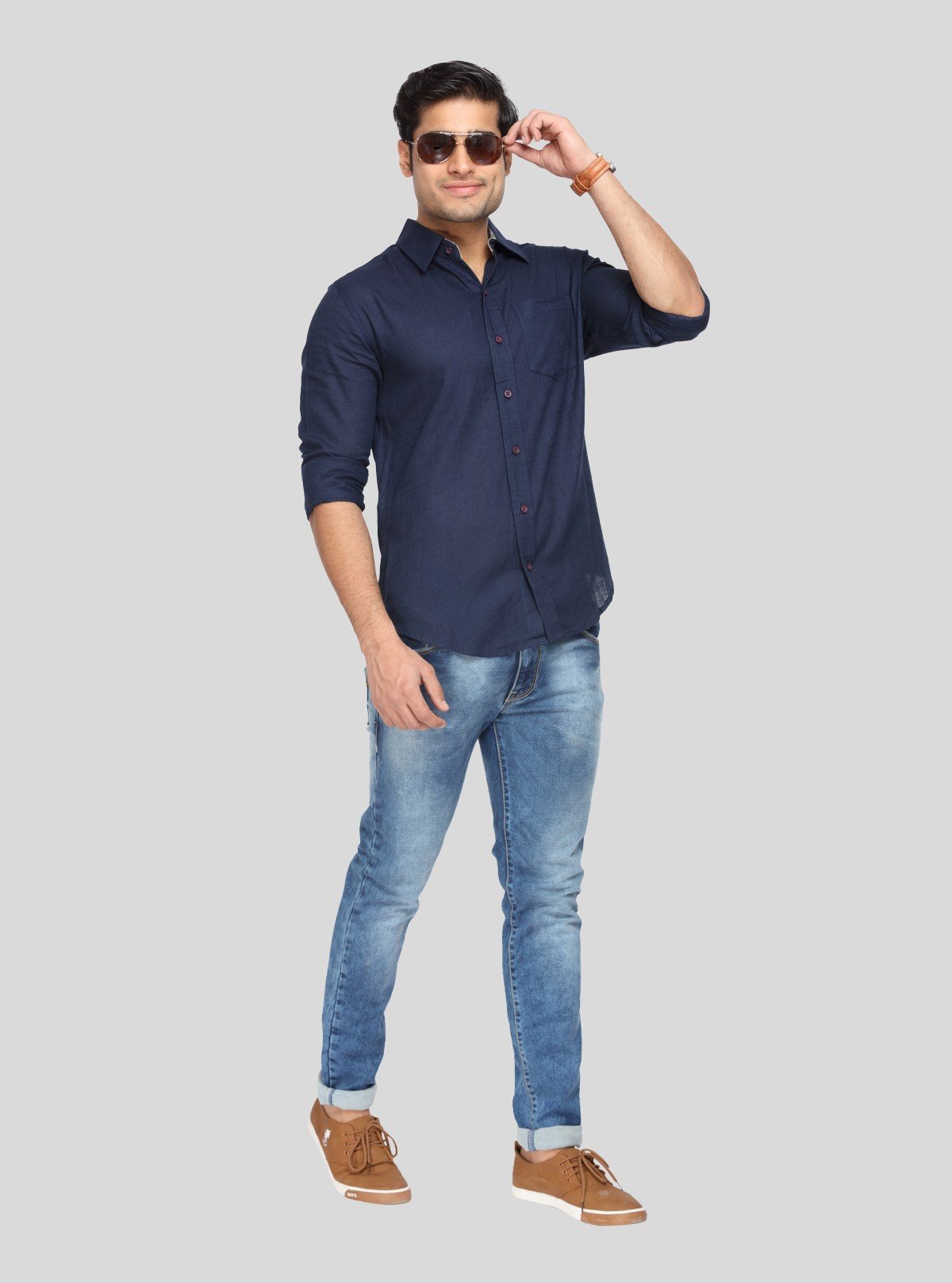 Men’s Stylish Blue Slim Fit Full Sleeve Shirt – Elegant Smart Casual by Boer & Fitch - Boer and Fitch