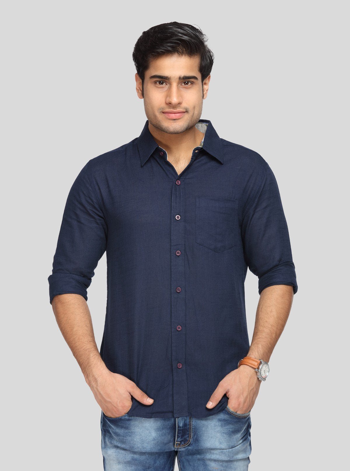 Men’s Stylish Blue Slim Fit Full Sleeve Shirt – Elegant Smart Casual by Boer & Fitch - Boer and Fitch