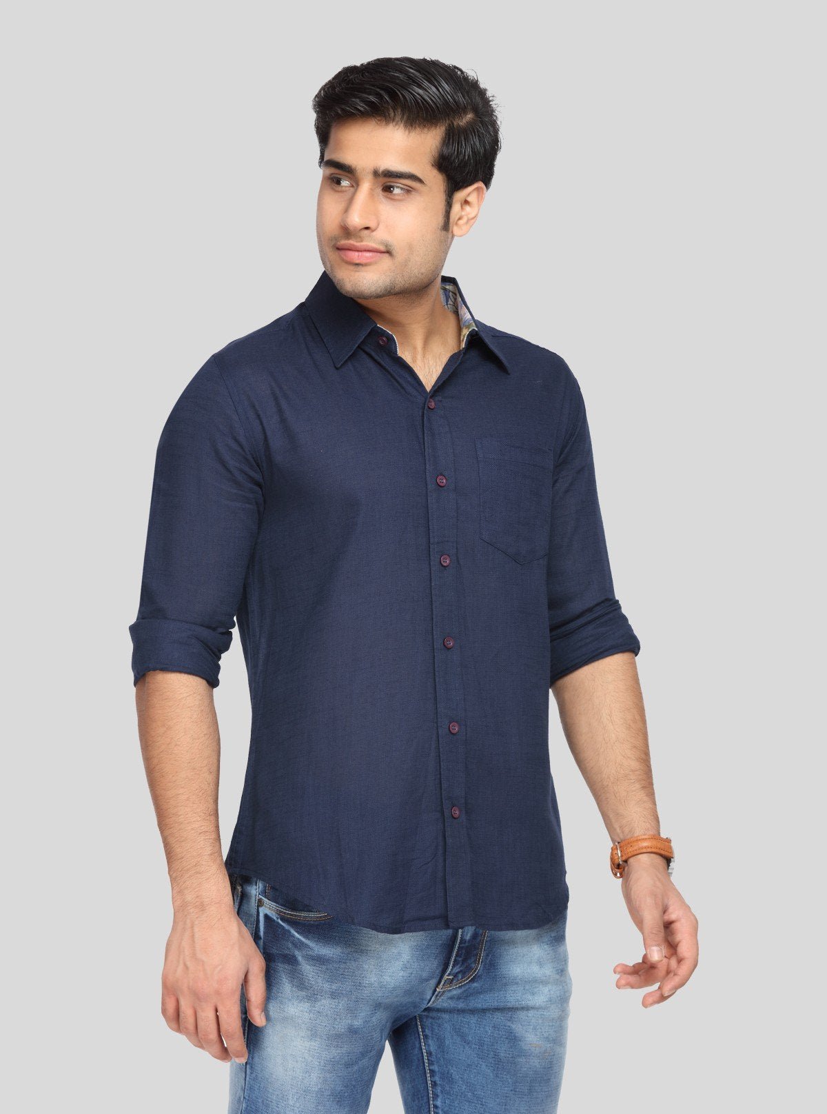 Men’s Stylish Blue Slim Fit Full Sleeve Shirt – Elegant Smart Casual by Boer & Fitch - Boer and Fitch