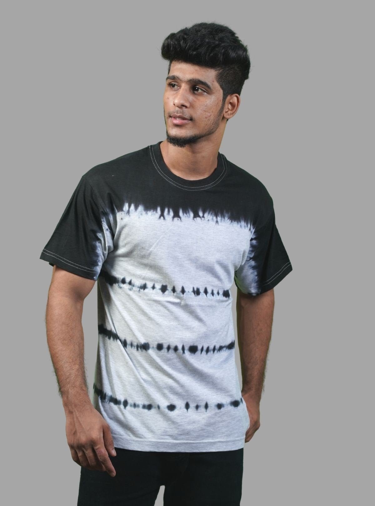 Men’s Tinted White and Black Tie and Dye T‑Shirt – Urban Streetwear Cotton Tee - Boer and Fitch