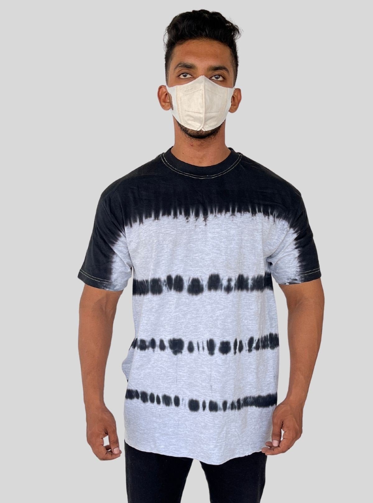 Men’s Tinted White and Black Tie and Dye T‑Shirt – Urban Streetwear Cotton Tee - Boer and Fitch