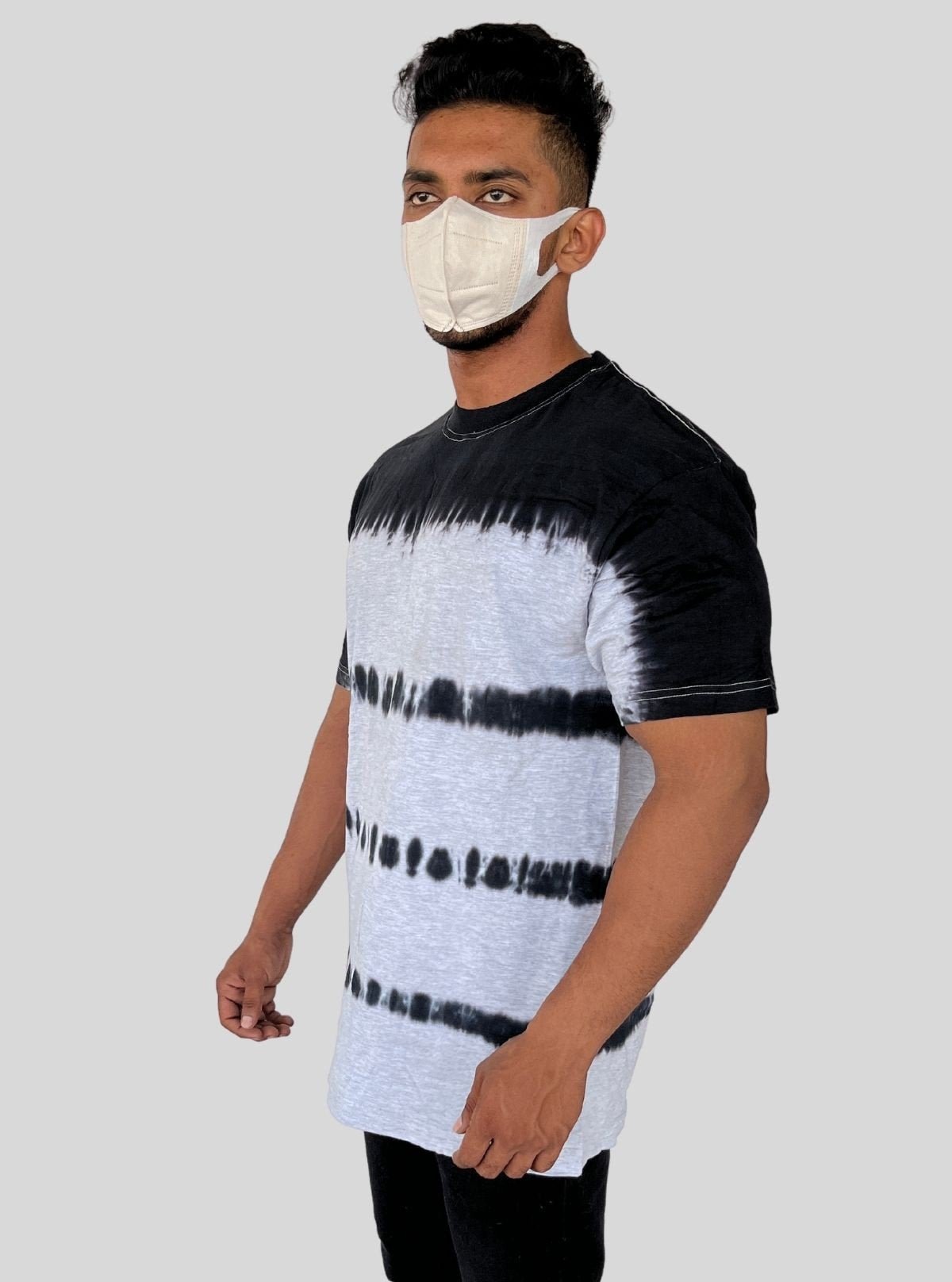Men’s Tinted White and Black Tie and Dye T‑Shirt – Urban Streetwear Cotton Tee - Boer and Fitch