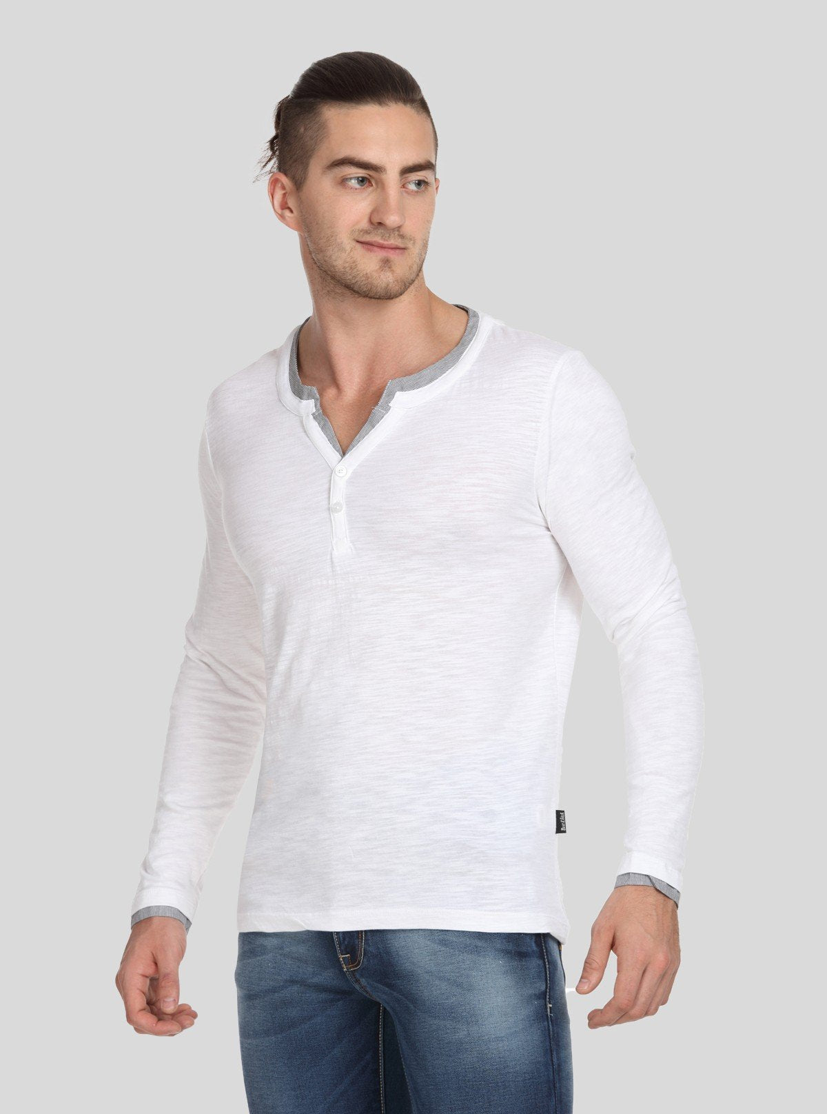 Men’s Tinted White Henley T-Shirt – Classic Style with a Modern Twist - Boer and Fitch
