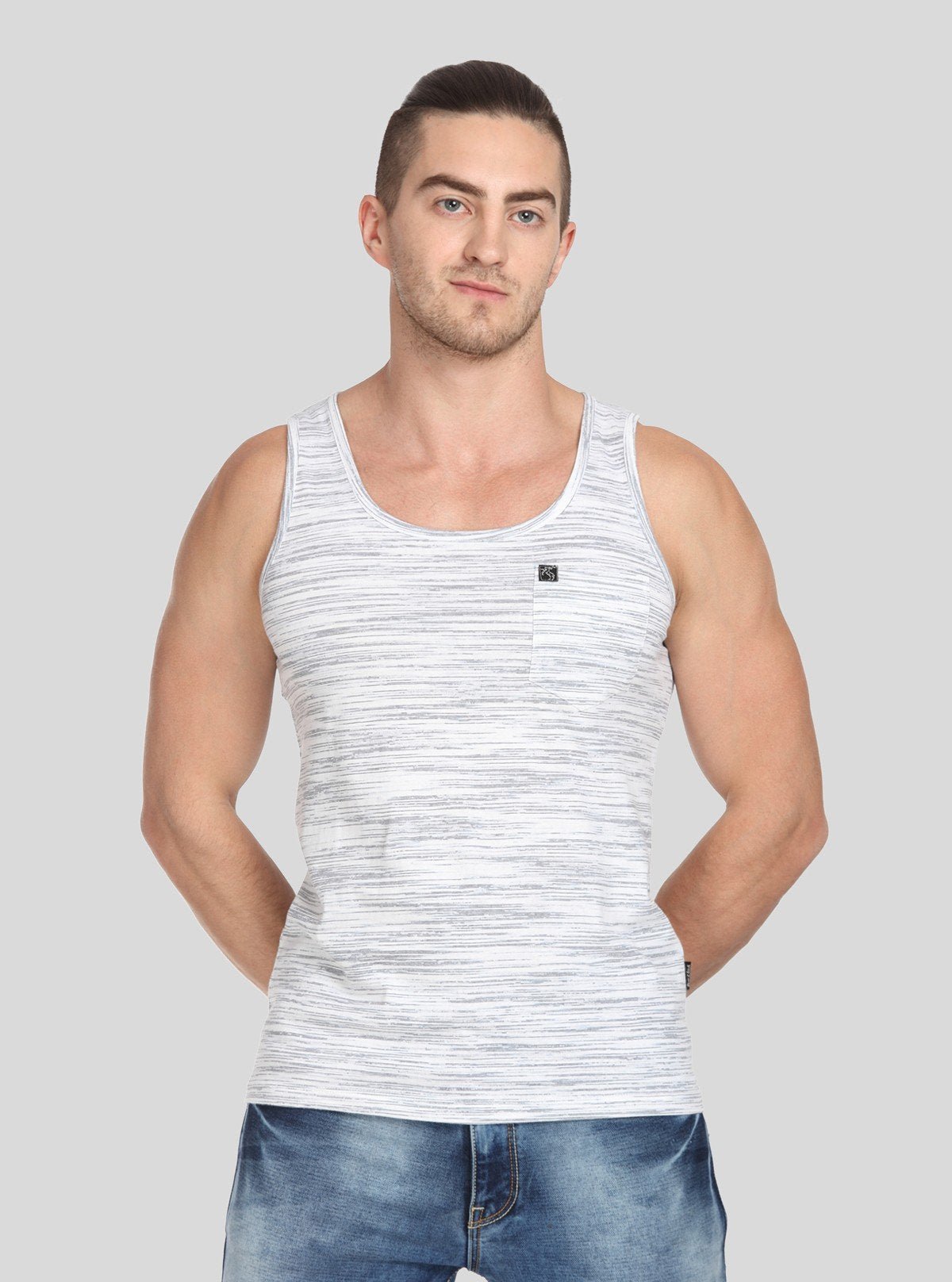 Men's Tinted White Slub Jersey Sleeveless Vest – Designer Fit & Premium Style - Boer and Fitch