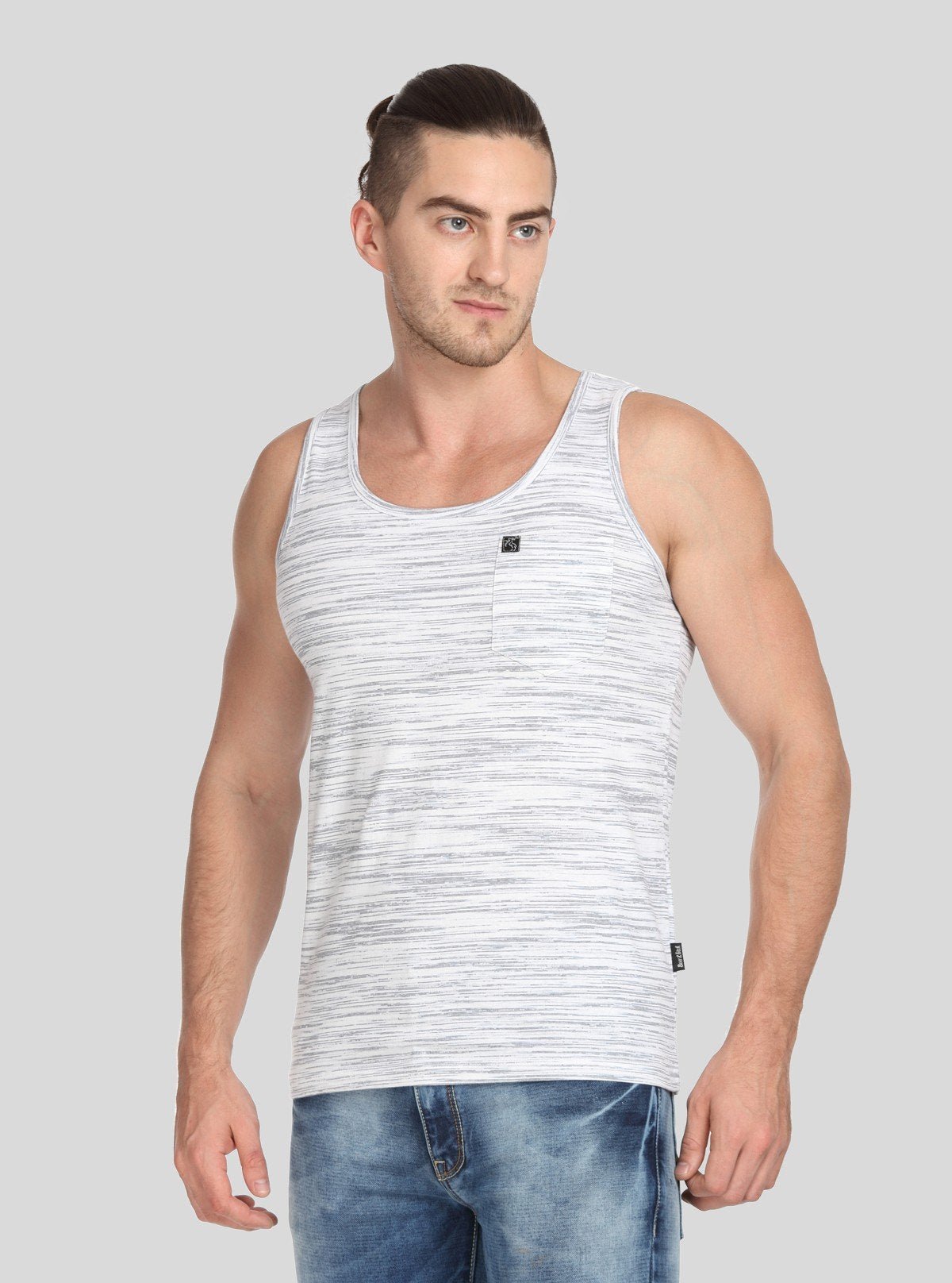 Men's Tinted White Slub Jersey Sleeveless Vest – Designer Fit & Premium Style - Boer and Fitch