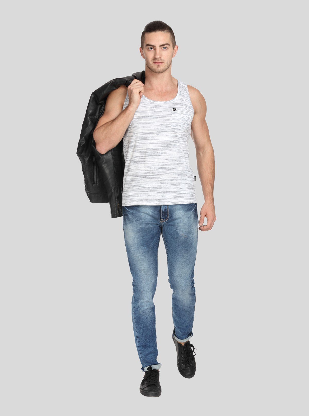 Men's Tinted White Slub Jersey Sleeveless Vest – Designer Fit & Premium Style - Boer and Fitch