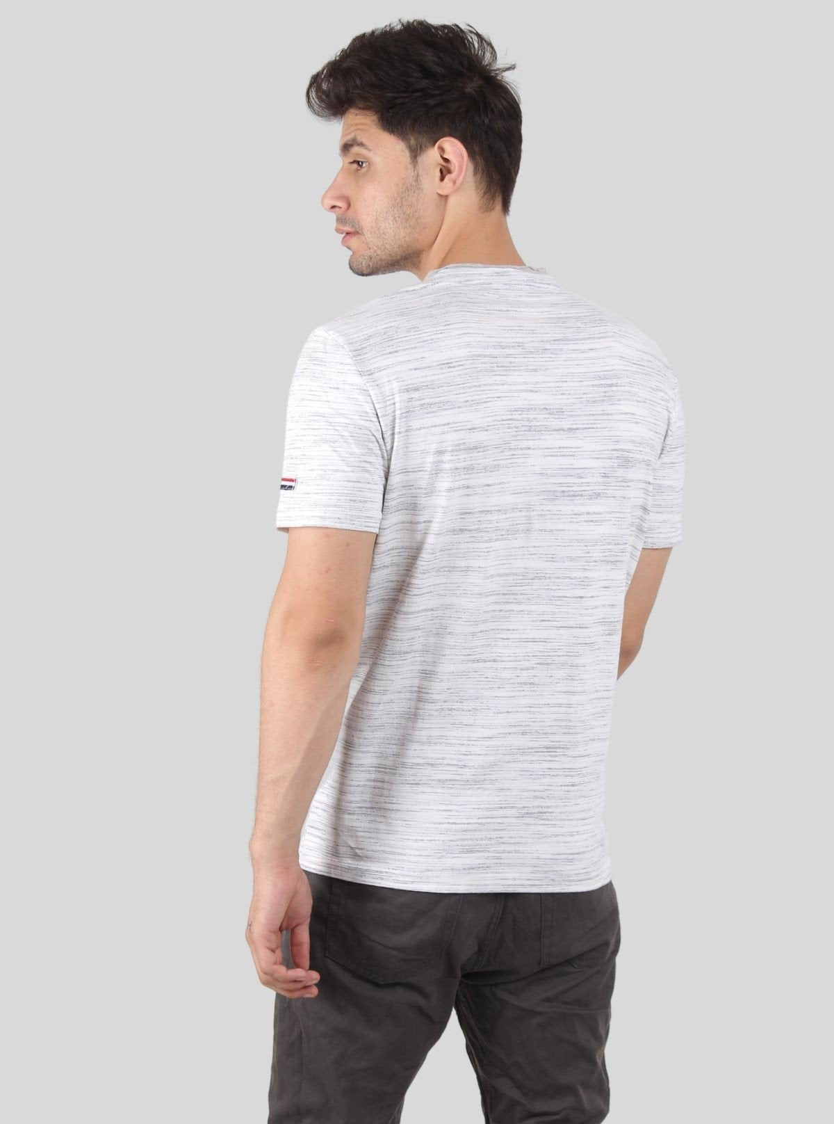 Men's Tinted White Slub V - Neck T-Shirt – Designer Texture & Modern Fit - Boer and Fitch