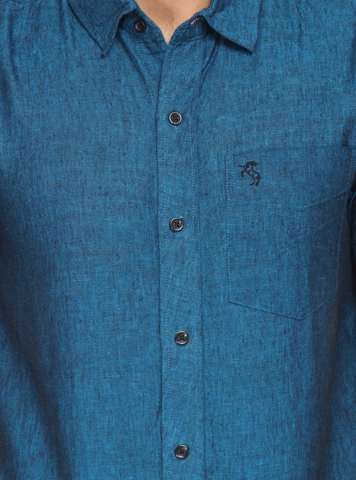 Men's Turquoise Blue Linen Blended Shirt – Vibrant, Breezy & Smart Casual - Boer and Fitch