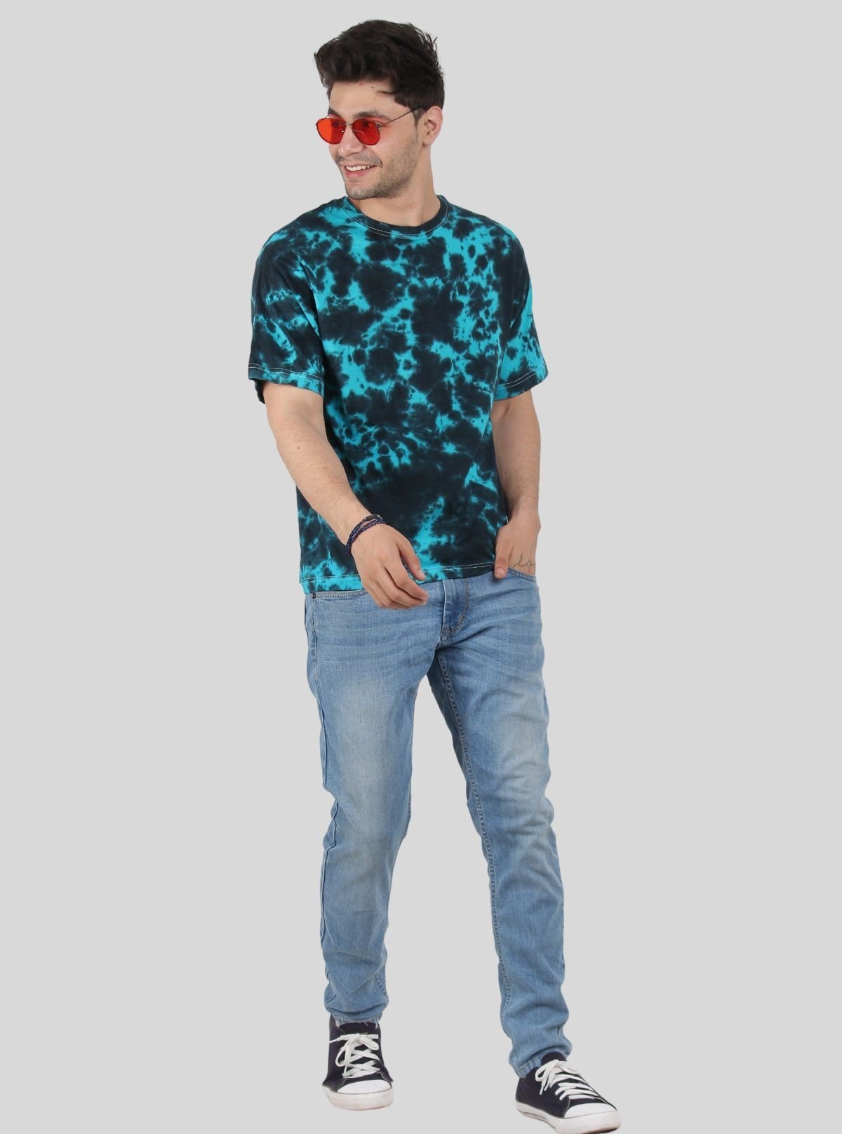 Men’s Turquoise Tie and Dye T-Shirt – Vibrant Casual Statement Tee - Boer and Fitch