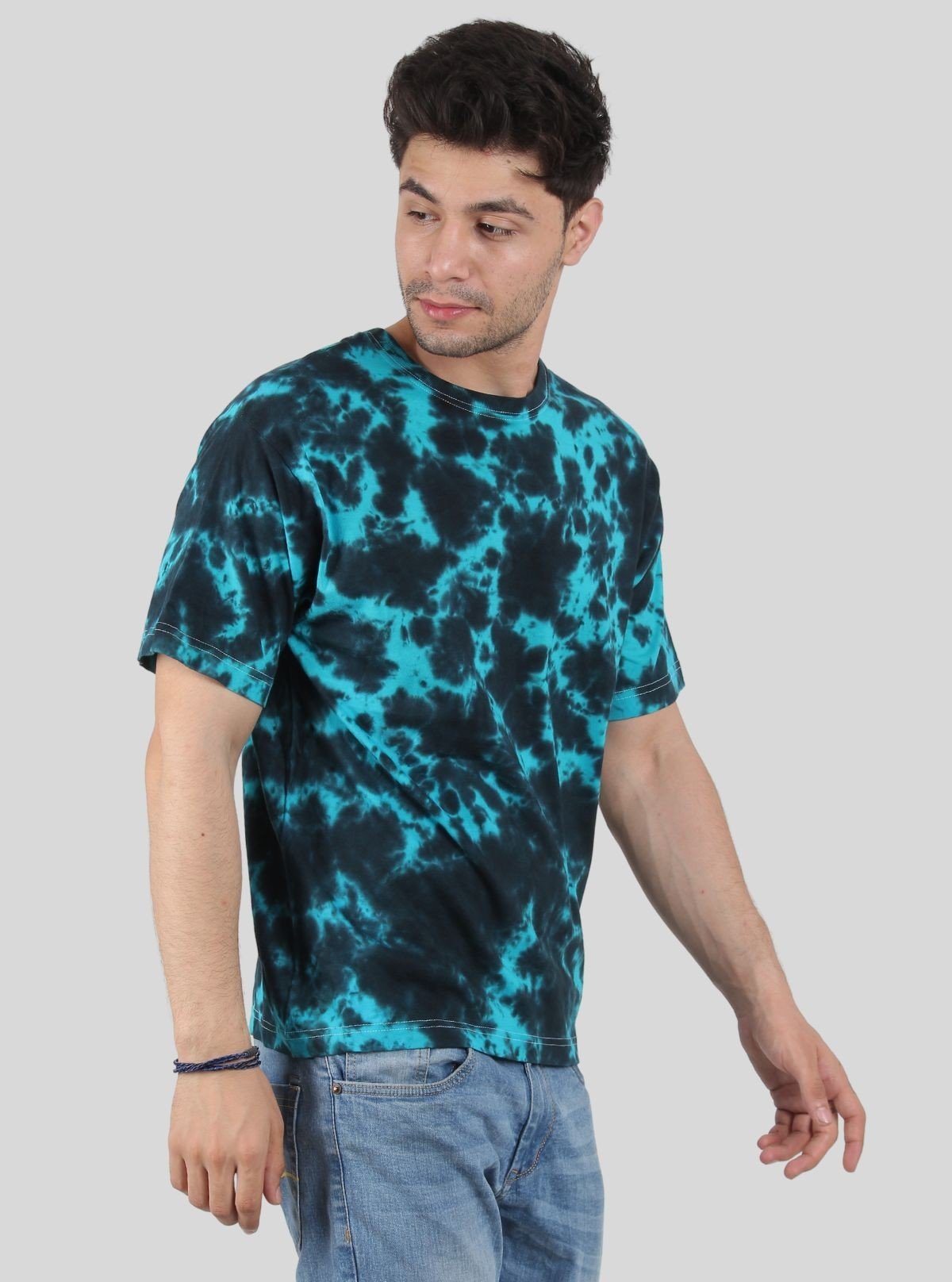Men’s Turquoise Tie and Dye T-Shirt – Vibrant Casual Statement Tee - Boer and Fitch