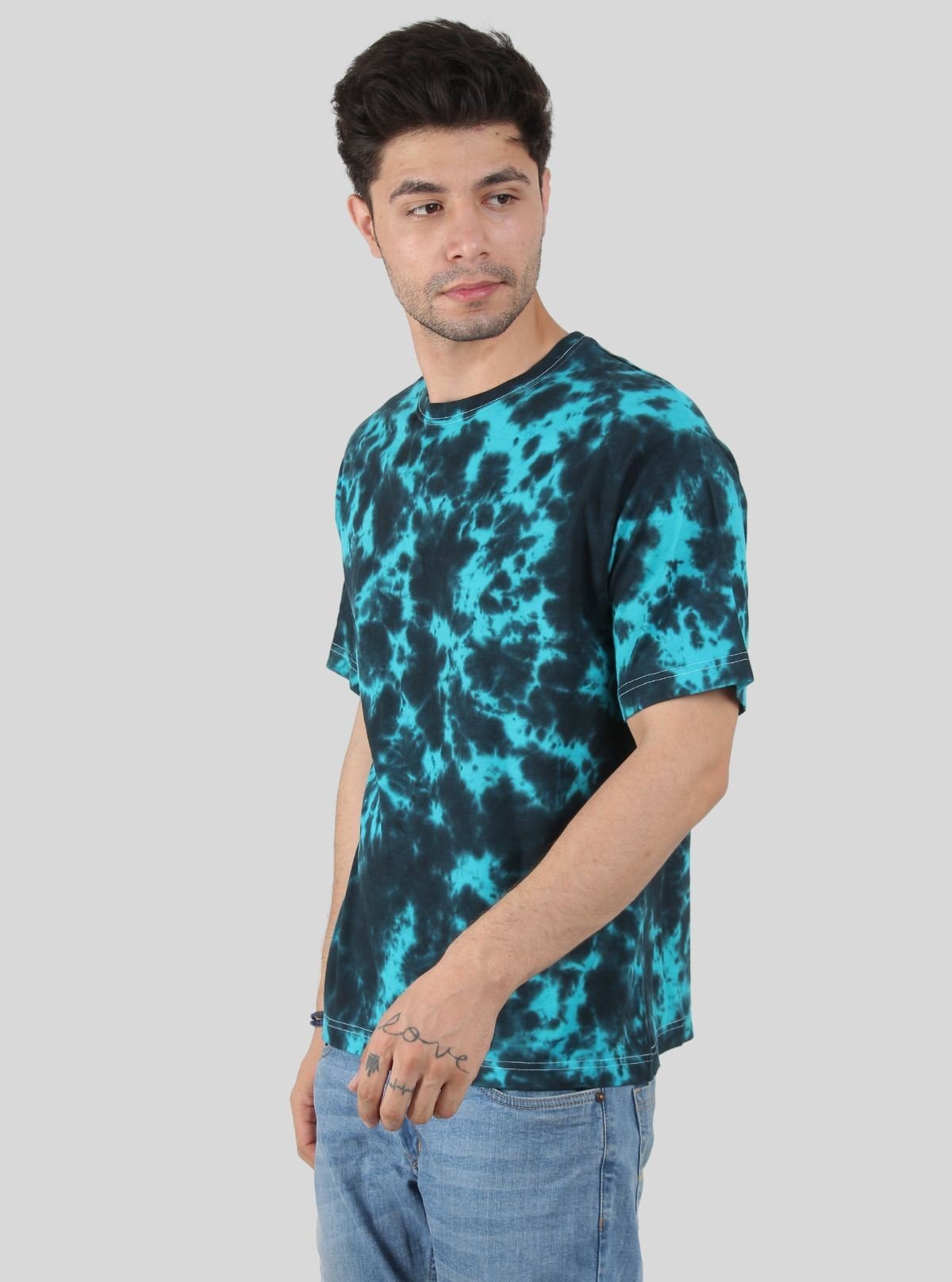 Men’s Turquoise Tie and Dye T-Shirt – Vibrant Casual Statement Tee - Boer and Fitch