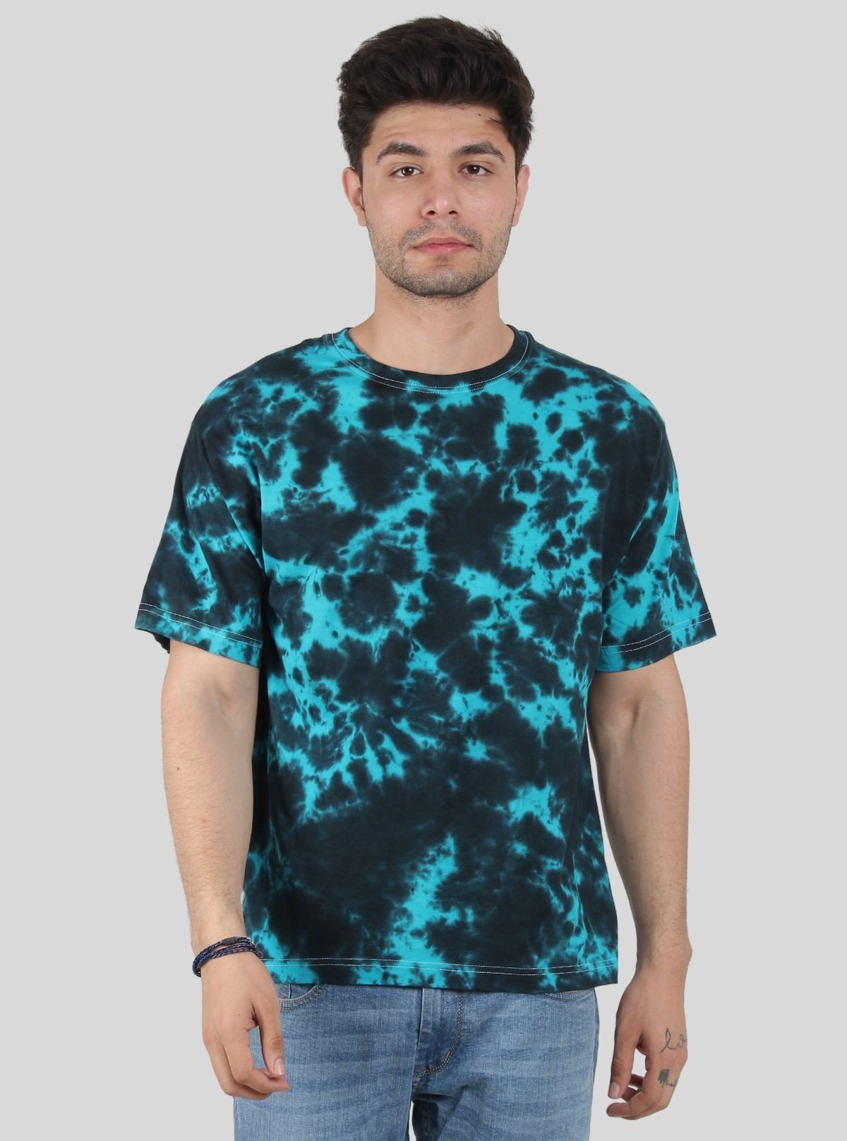 Men’s Turquoise Tie and Dye T-Shirt – Vibrant Casual Statement Tee - Boer and Fitch