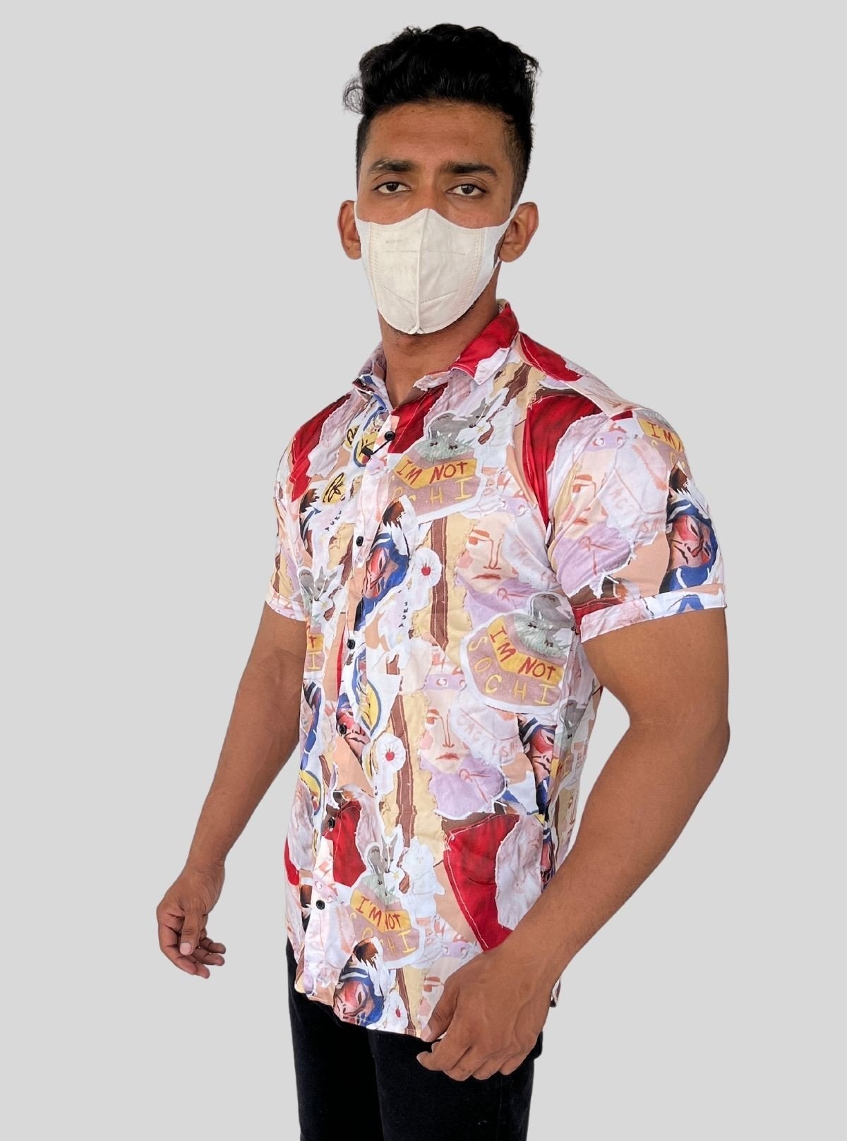 Men's Urban Art Printed Poly Shirt – Edgy Streetwear Style by Boer and Fitch - Boer and Fitch