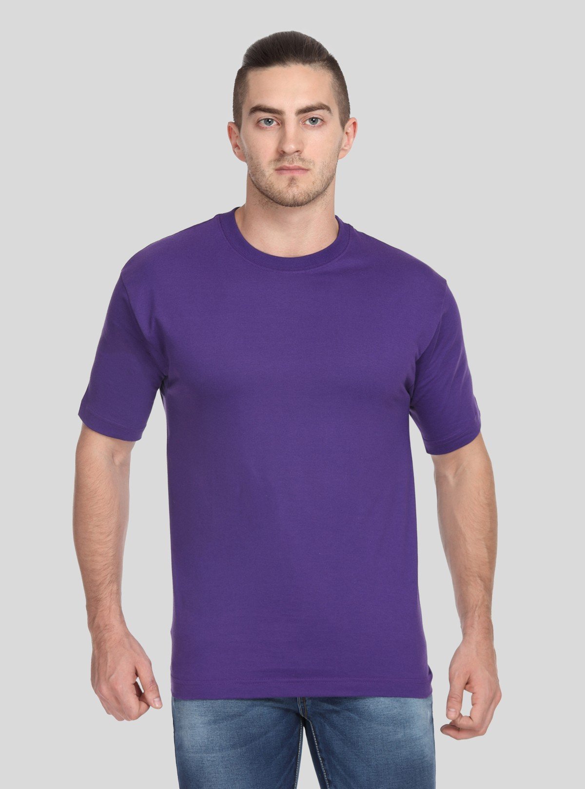 Men's Violet Basic Crew Neck T-Shirt – Bold Hue, Everyday Comfort - Boer and Fitch