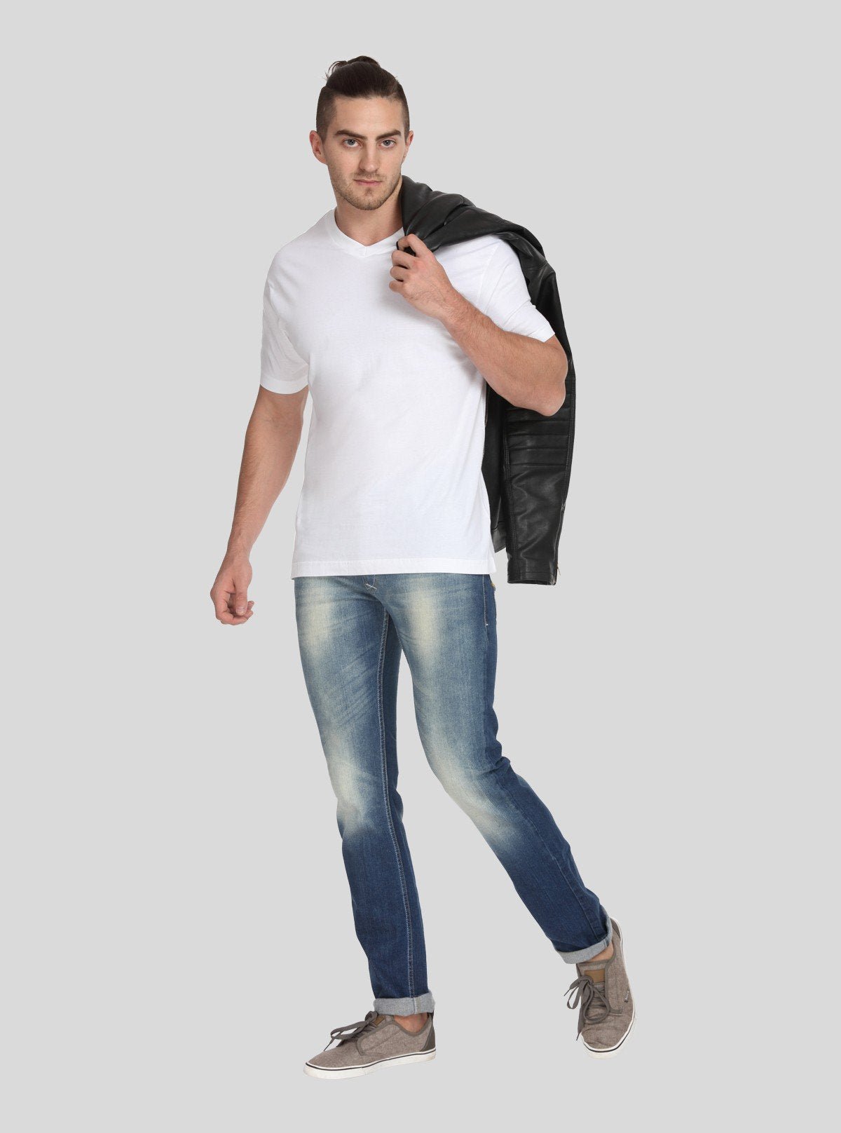 Men’s White Basic V - Neck T-Shirt – Classic Cotton Tee for Everyday Wear - Boer and Fitch