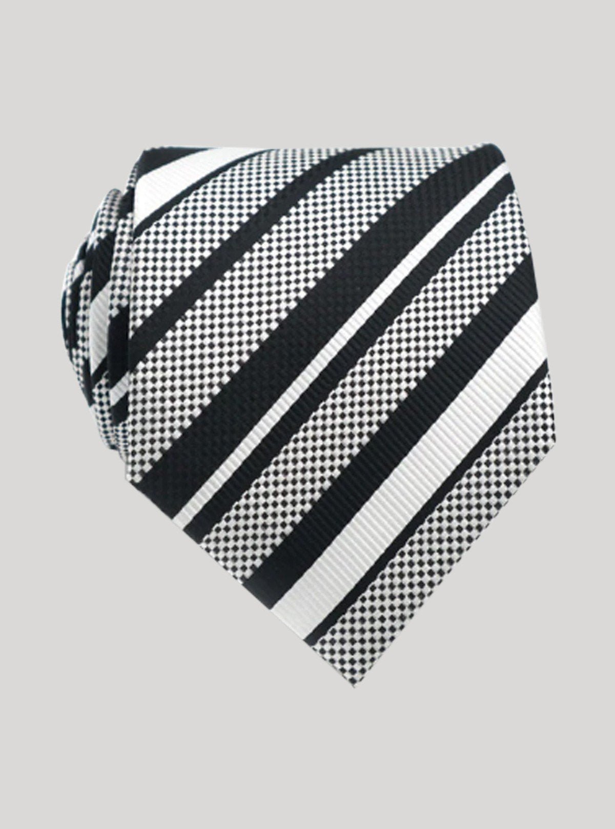 Men’s White & Black Checked Striped Tie – Modern Classic by Boer & Fitch - Boer and Fitch