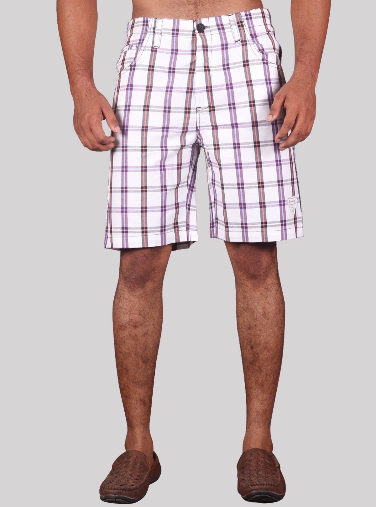 Men’s White Checked Cotton Shorts – Casual Comfort by Boer and Fitch - Boer and Fitch