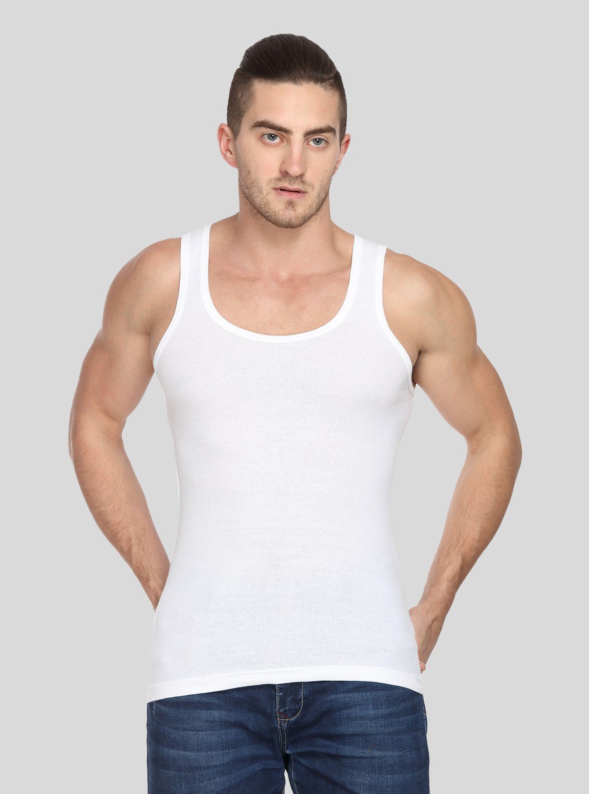 Men’s White Cotton U Neck Vest – Soft, Stretchable Innerwear - Boer and Fitch