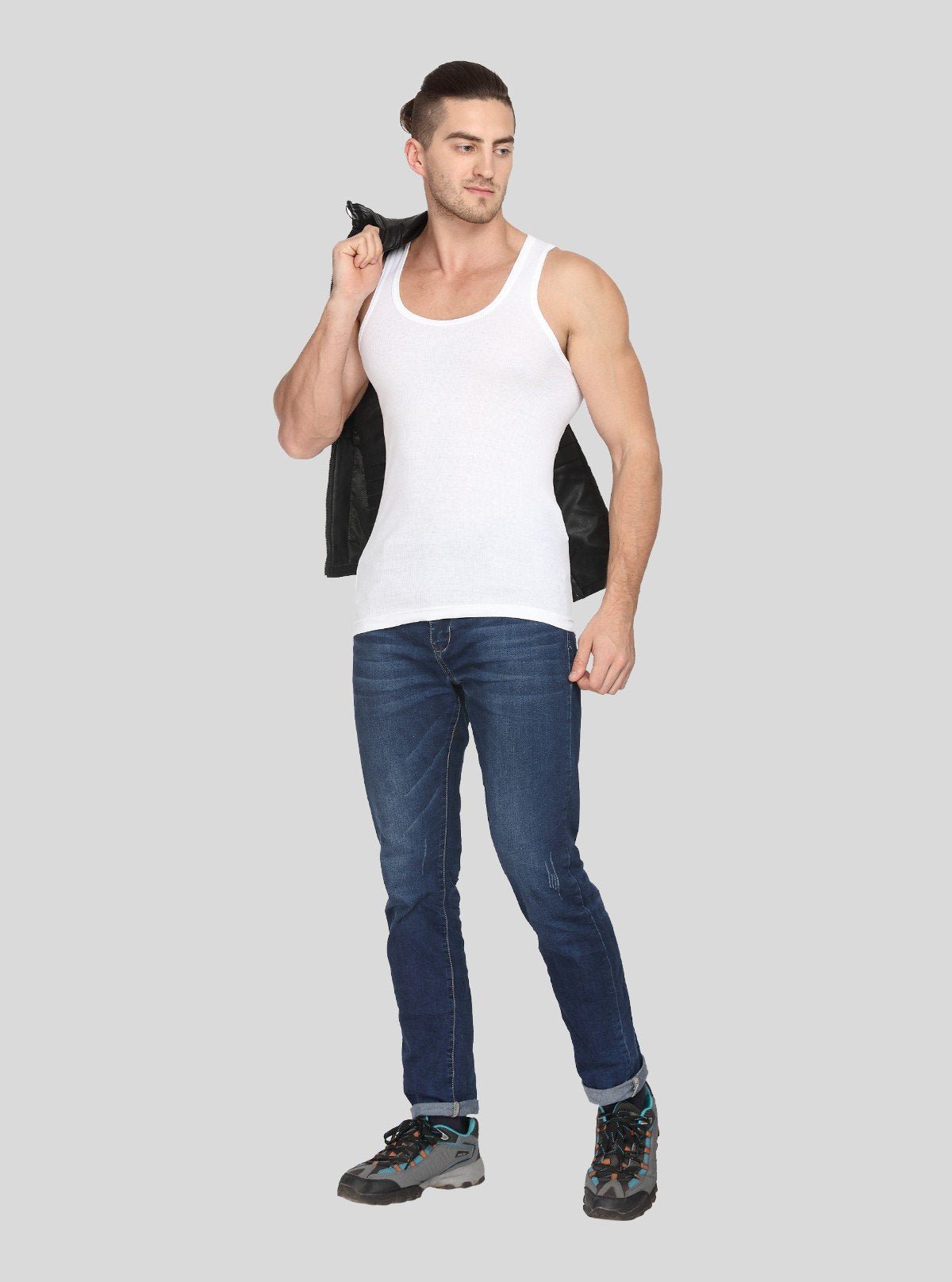 Men’s White Cotton U Neck Vest – Soft, Stretchable Innerwear - Boer and Fitch