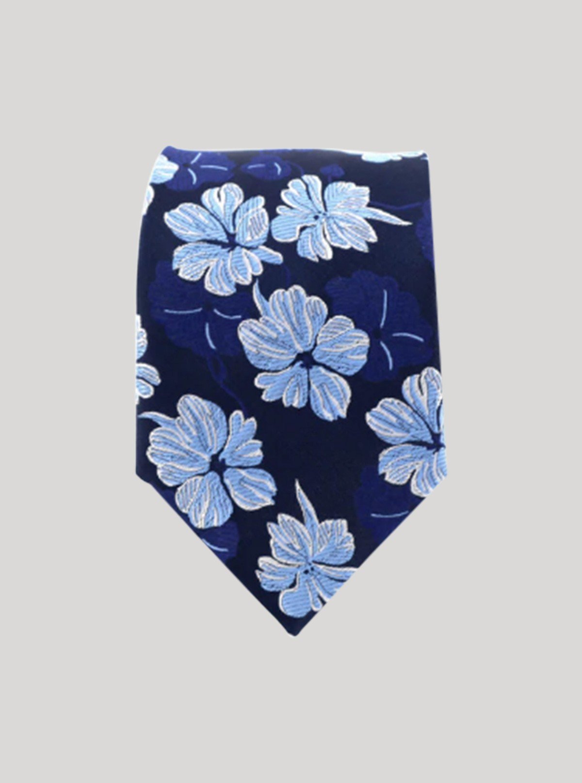 Men’s White Floral Blue Tie – Elegant Printed Neckwear by Boer & Fitch - Boer and Fitch