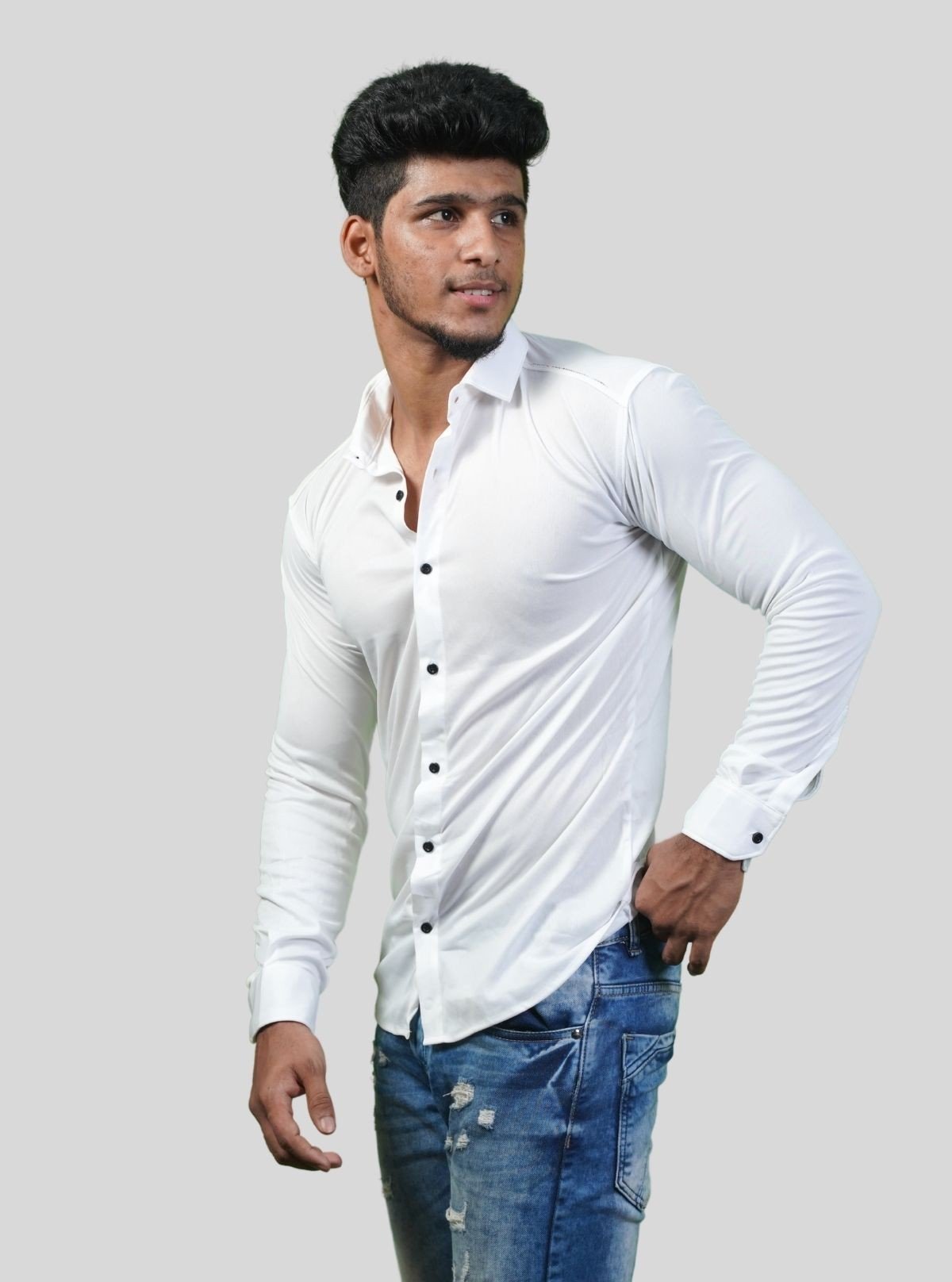 Men's White Long Sleeve Poly Shirt – Classic & Crisp Everyday Wear by Boer and Fitch - Boer and Fitch