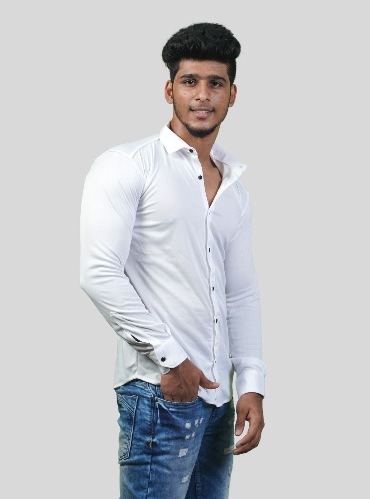 Men's White Long Sleeve Poly Shirt – Classic & Crisp Everyday Wear by Boer and Fitch - Boer and Fitch