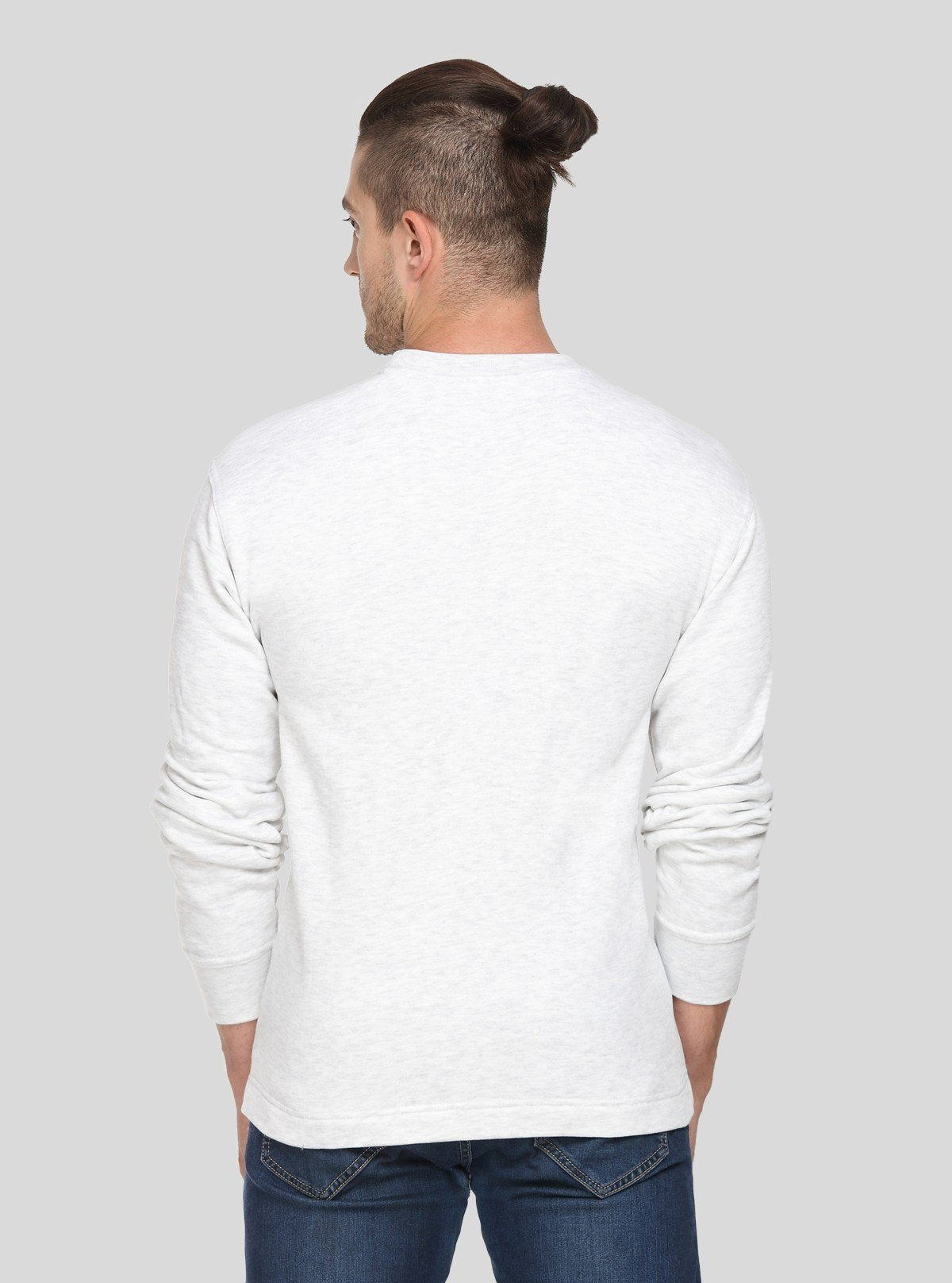 Men’s White Melange Fleece Sweatshirt – Classic Warmth with a Modern Edge - Boer and Fitch