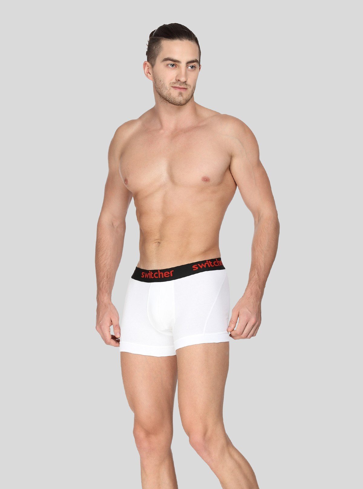 Men’s White Modern Banded Trunks – Stretch Cotton Comfort Fit - Boer and Fitch