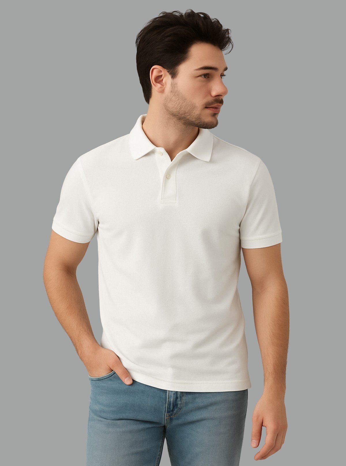 Men’s White Pique Polo T-Shirt – Classic Fit, Breathable Cotton Elegance - Boer and Fitch