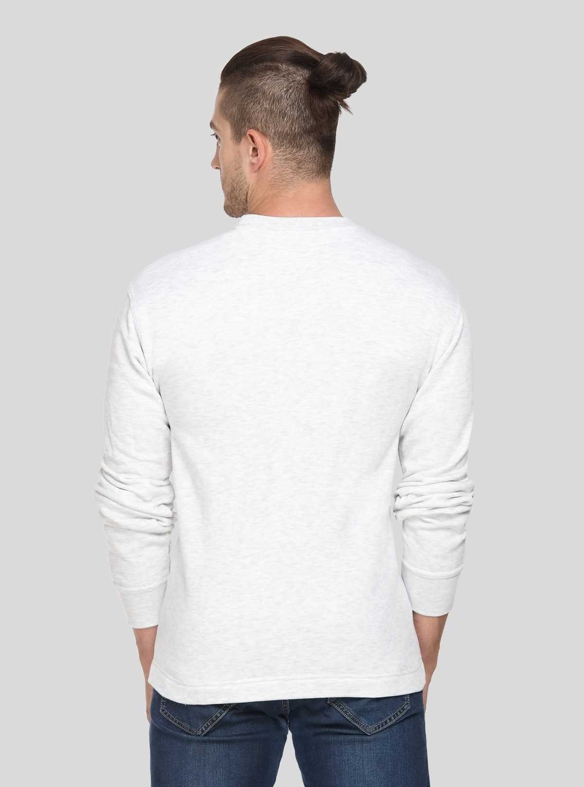 Men’s White Printed Fleece Sweatshirt – Bold Print, Cozy Feel & Style - Boer and Fitch