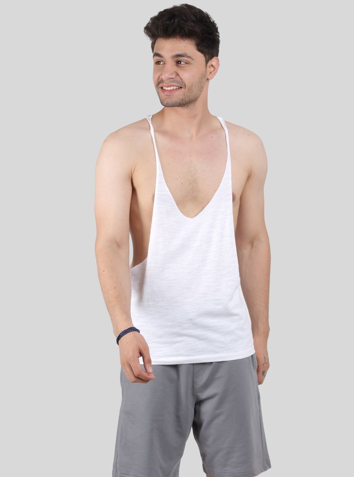 Men’s White Raw Edge Racer Back – Bold & Comfortable | Boer & Fitch - Boer and Fitch