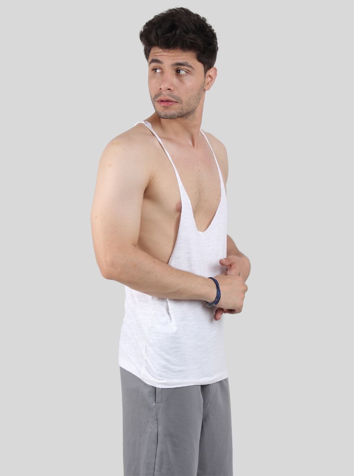 Men’s White Raw Edge Racer Back – Bold & Comfortable | Boer & Fitch - Boer and Fitch