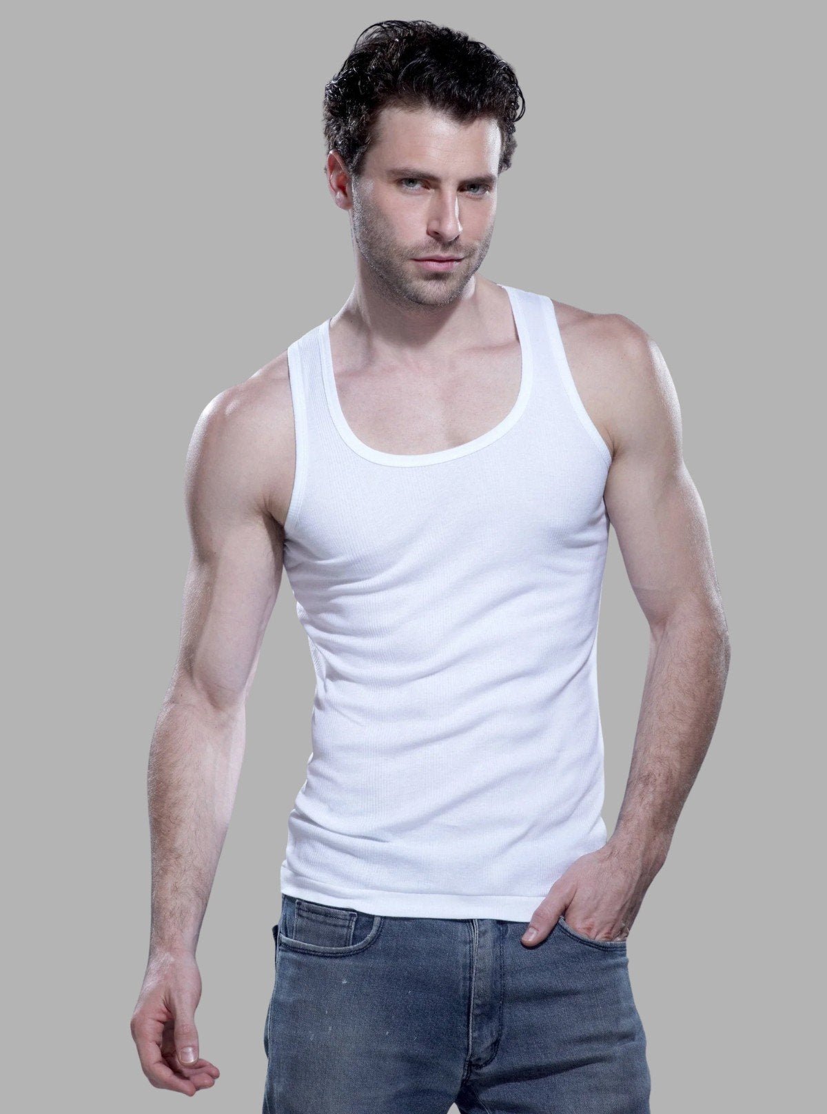 Men’s White Ribbed Vest – Breathable Cotton Base Layer for All - Day Comfort - Boer and Fitch