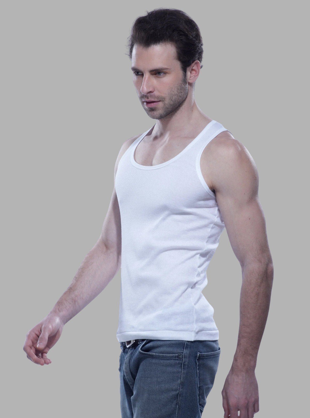 Men’s White Ribbed Vest – Breathable Cotton Base Layer for All - Day Comfort - Boer and Fitch