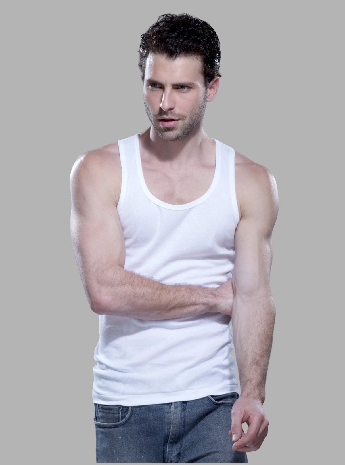 Men’s White Ribbed Vest – Breathable Cotton Base Layer for All - Day Comfort - Boer and Fitch