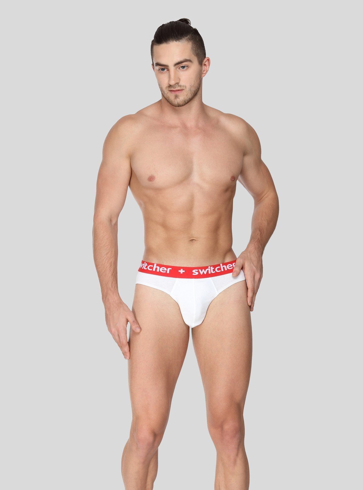 Men's White Solid Banded Brief - Boer and Fitch