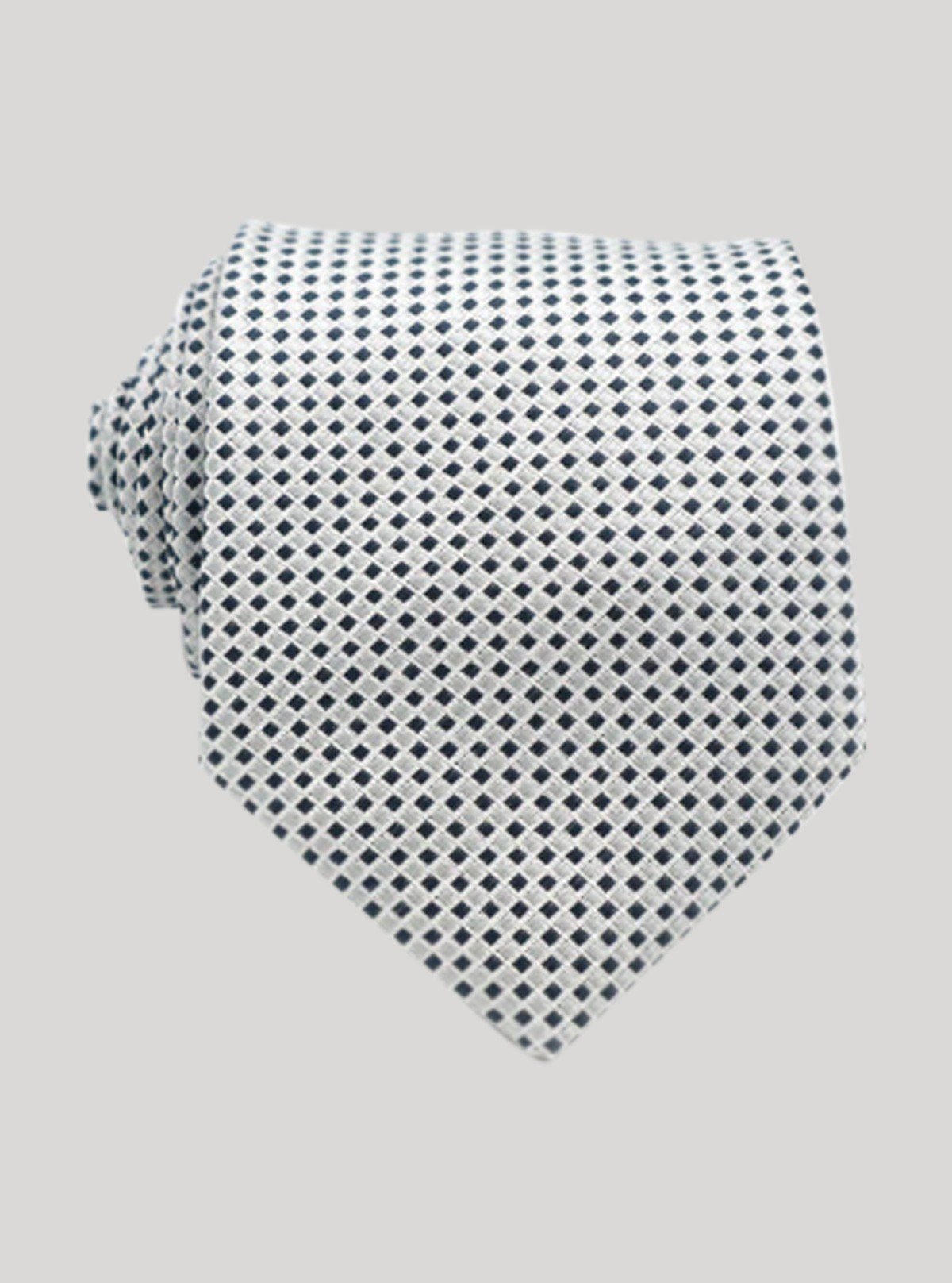 Men’s White Square Textured Tie – Elegant Formalwear by Boer & Fitch - Boer and Fitch