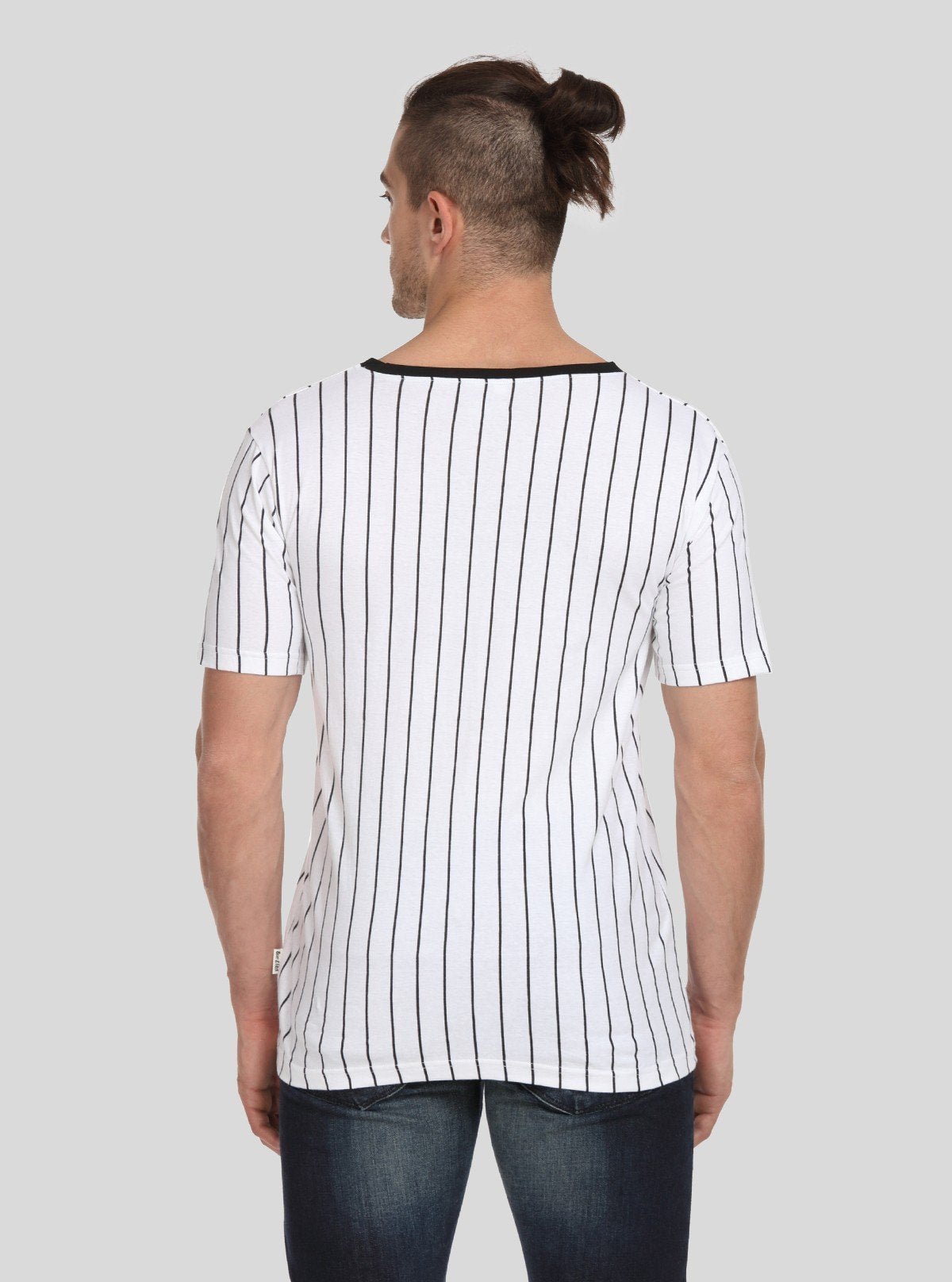 Men’s White Striped T-Shirt with Patch Pocket – Smart & Stylish Everyday Wear - Boer and Fitch