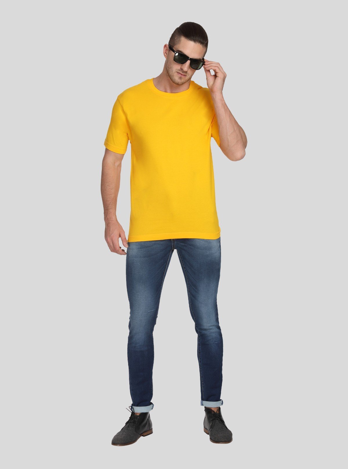 Men's Yellow Basic Crew Neck T-Shirt – Bright, Bold & Everyday Ready - Boer and Fitch