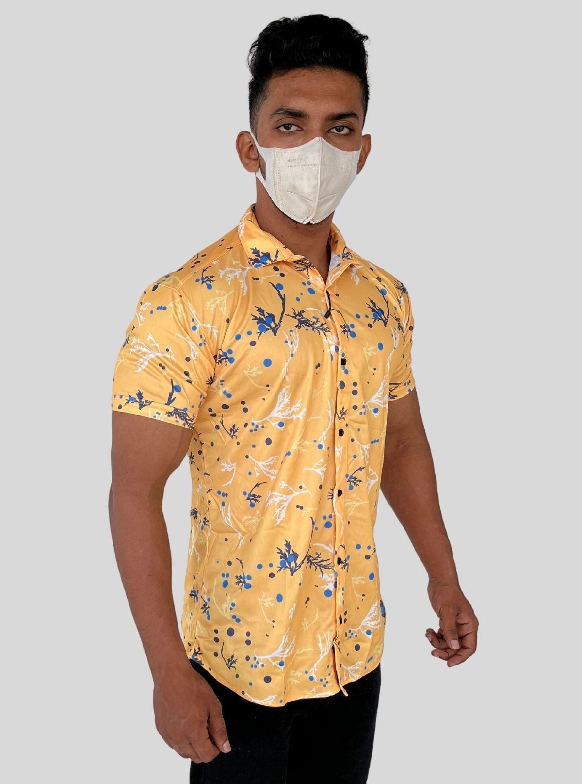 Men’s Yellow Classic Printed Poly Shirt – Lightweight Statement Wear by Boer & Fitch - Boer and Fitch
