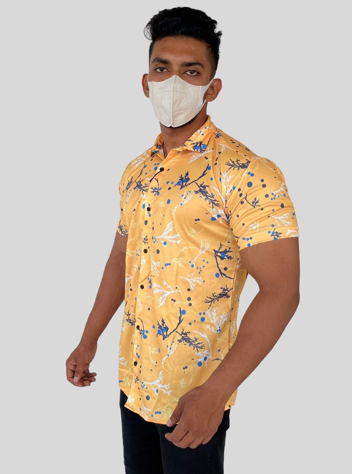 Men’s Yellow Classic Printed Poly Shirt – Lightweight Statement Wear by Boer & Fitch - Boer and Fitch