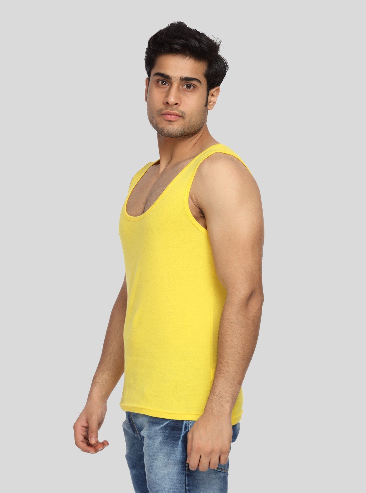 Men’s Yellow Cotton U Neck Vest – Soft, Stylish Daily Innerwear - Boer and Fitch