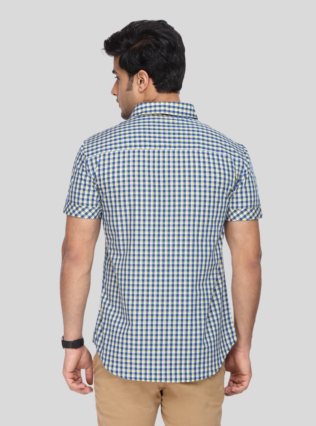 Men's Yellow Small Checked Half Sleeve Shirt – Fresh, Vibrant & Easygoing - Boer and Fitch