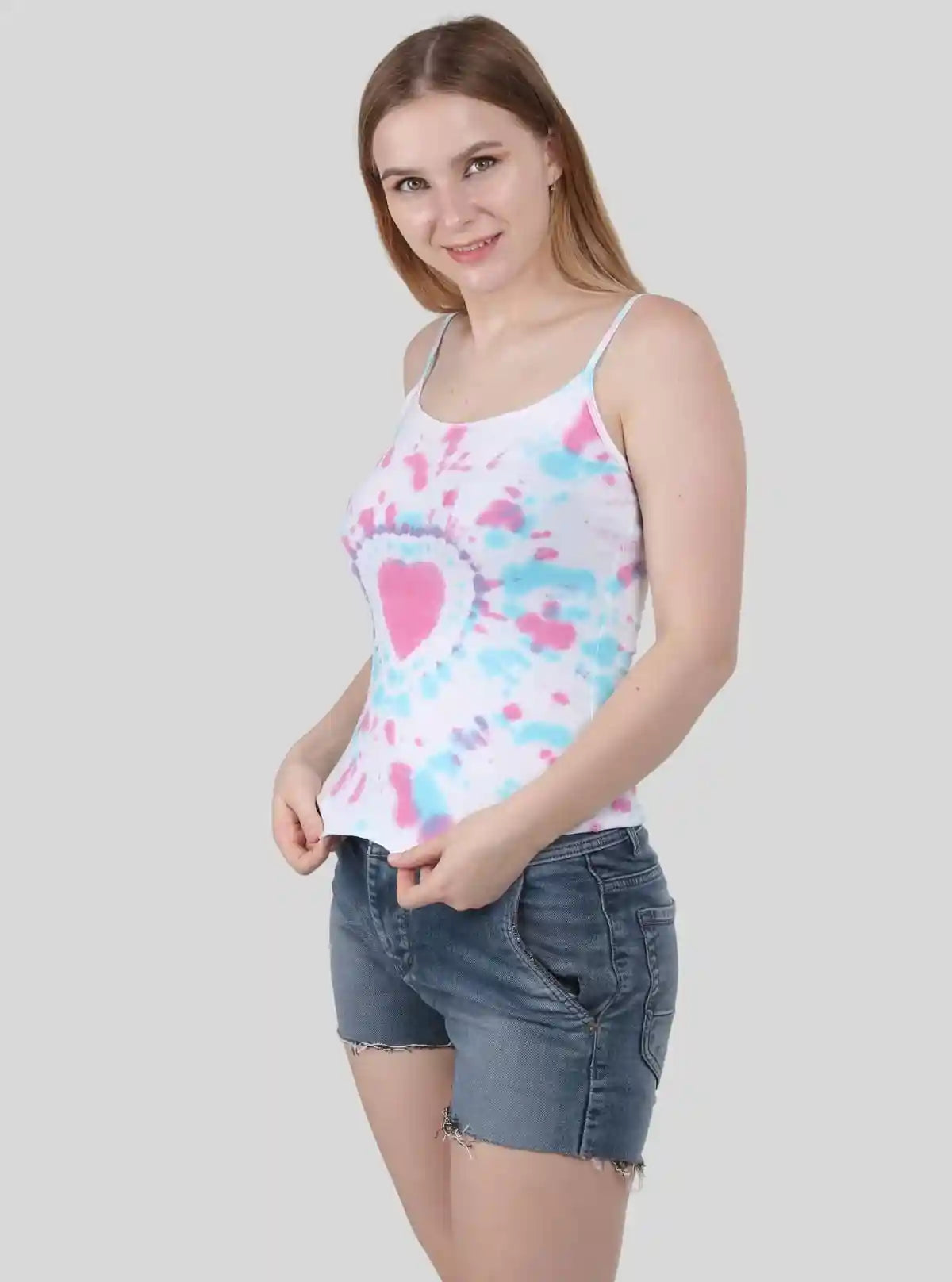 Heart Design Tie and Dye Spaghetti Top | Buy Online at  Boer and Fitch