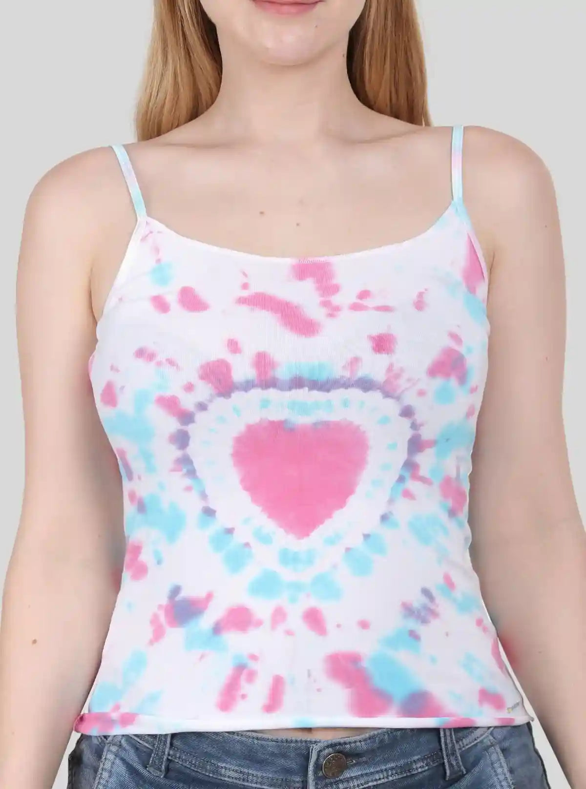 Heart Design Tie and Dye Spaghetti Top | Buy Online at  Boer and Fitch