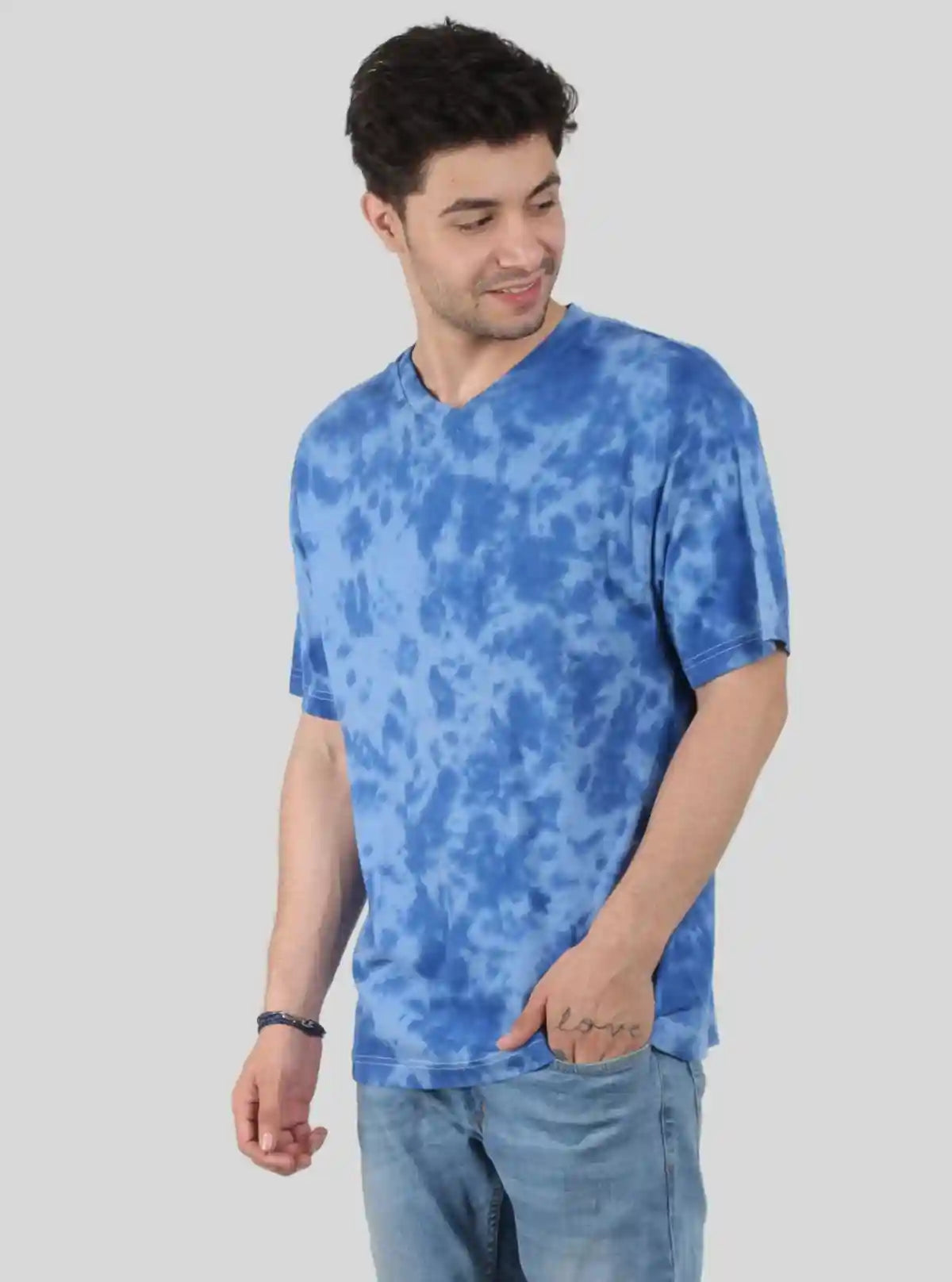 Men’s Sky Blue Tie and Dye T-Shirt – Breezy Summer Style with Unique Swirls | Buy Online at  Boer and Fitch
