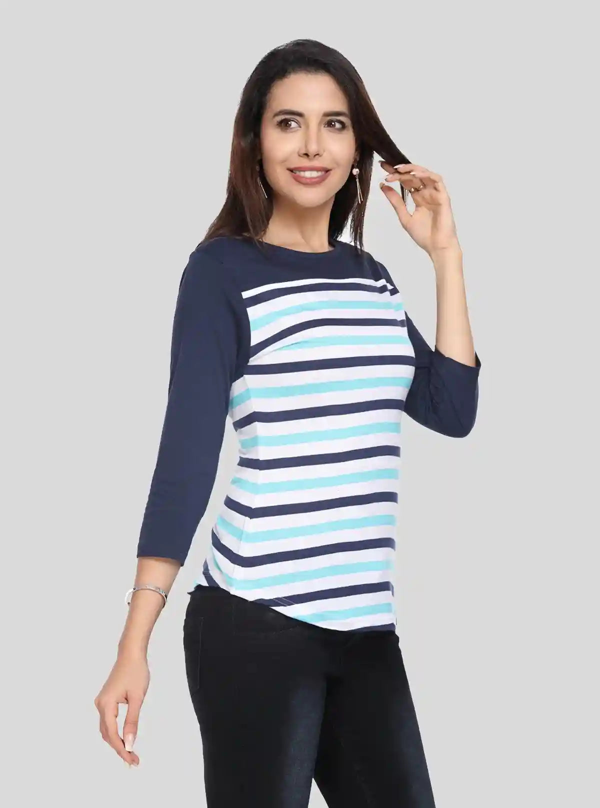 Women's Blue Striped Casual Top – Elegant Everyday Wear by Boer & Fitch | Buy Online at  Boer and Fitch