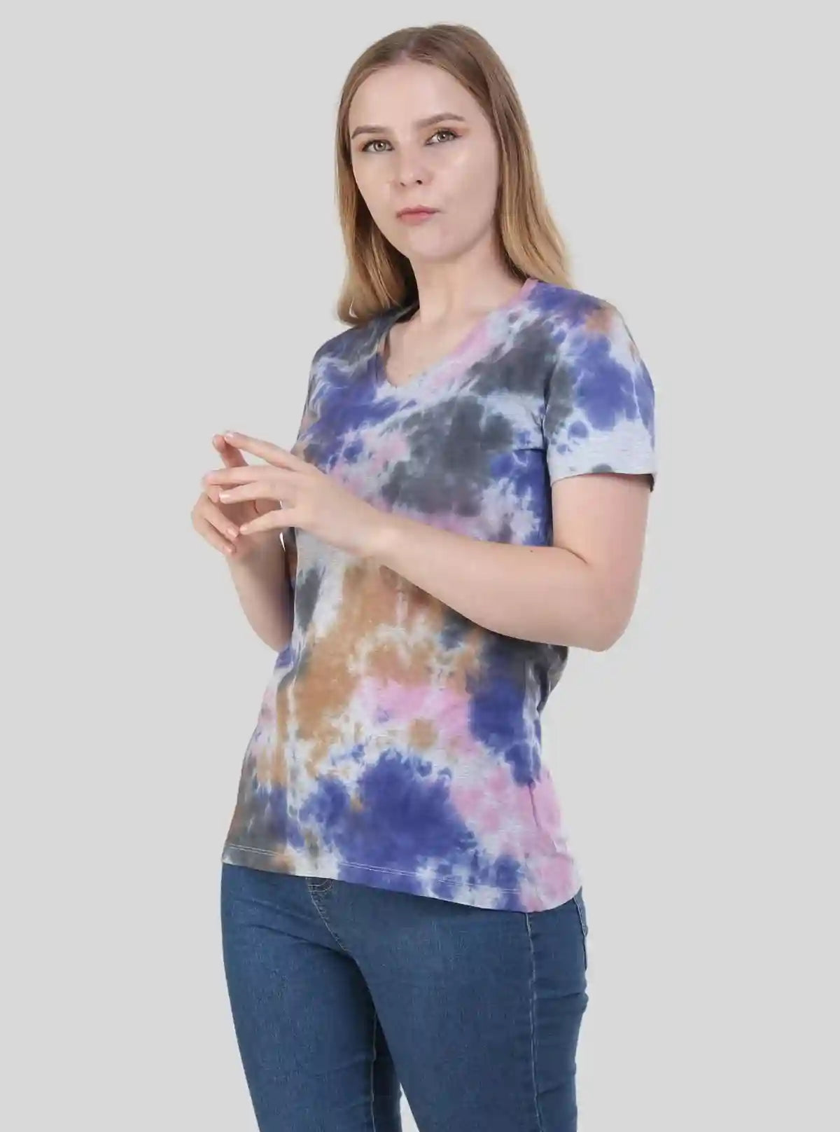 Women's Grey Melange Tie & Dye Short Sleeve Cotton Jersey T-Shirt by Boer and Fitch | Buy Online at gep32c-qs.myshopify.com