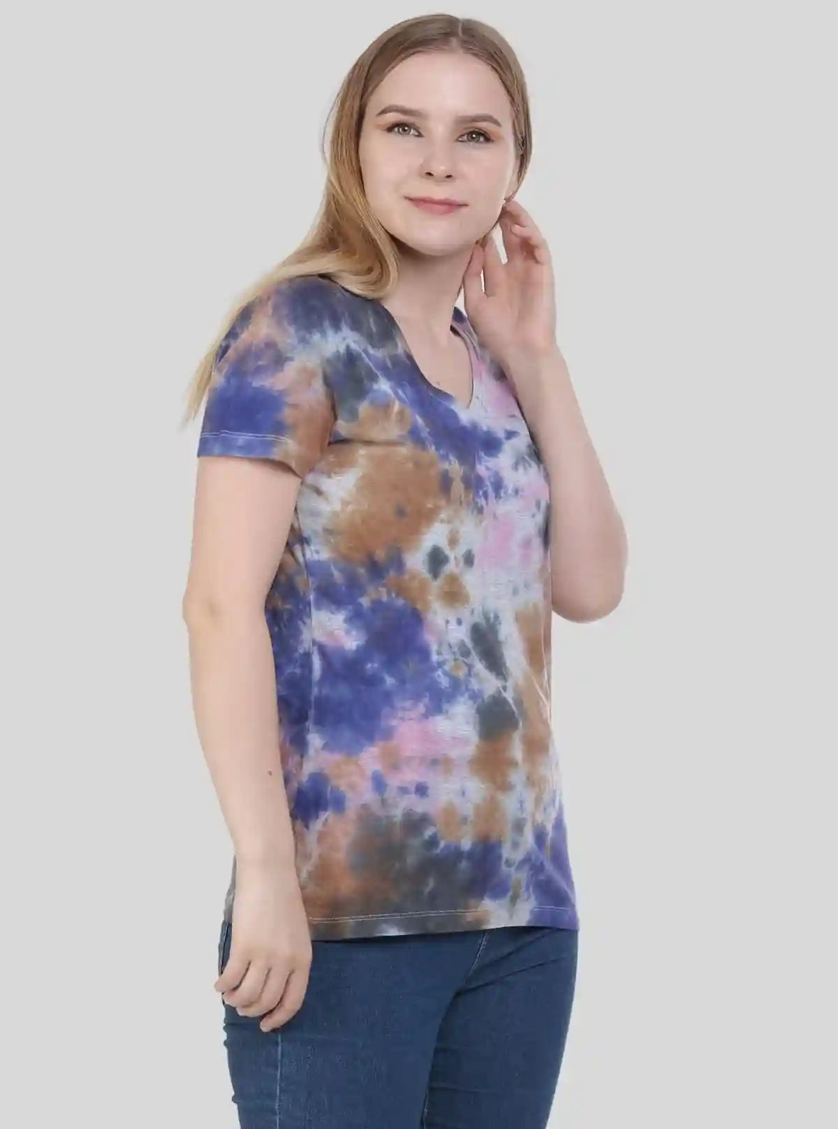 Women's Grey Melange Tie & Dye Short Sleeve Cotton Jersey T-Shirt by Boer and Fitch | Buy Online at gep32c-qs.myshopify.com